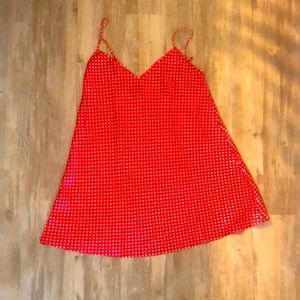 Cacique Lingerie Nighty Gown Red & White Polkadot Satin Medium